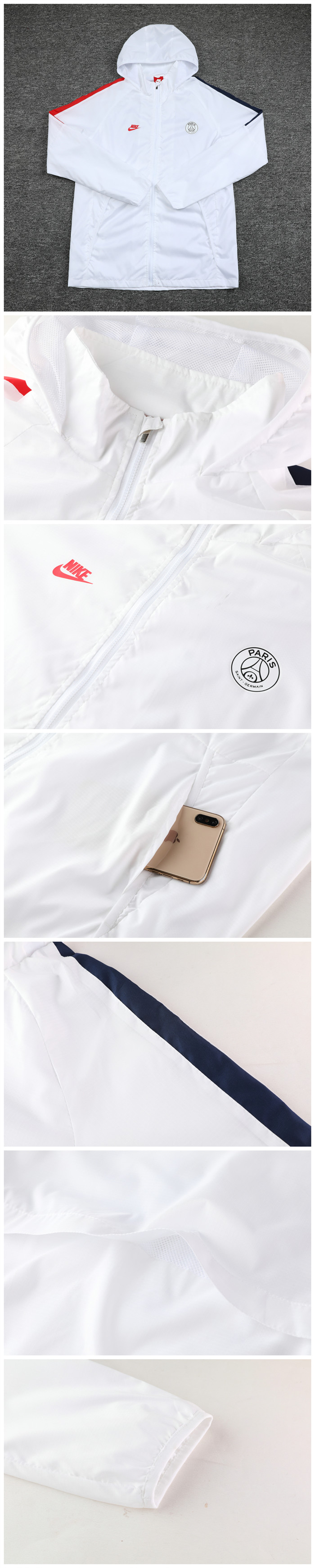 2019-20 PSG White Hoodie Jacket - Click Image to Close